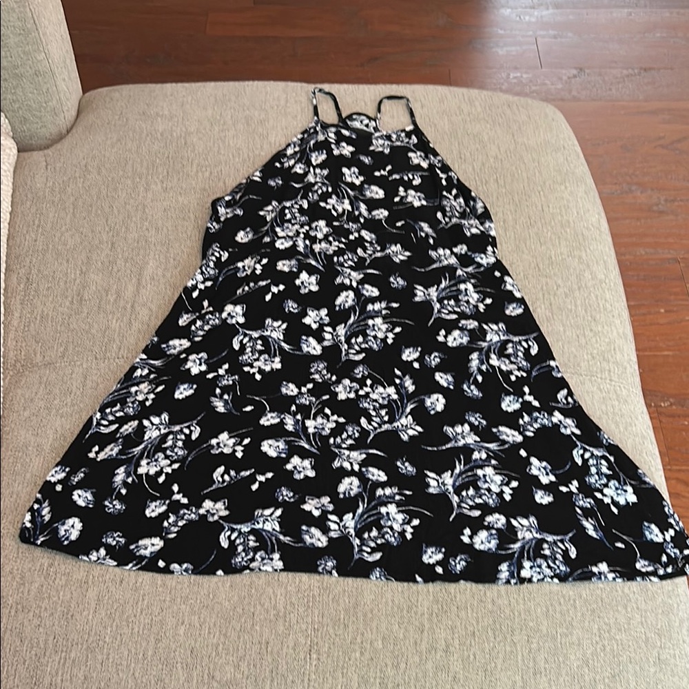 Floral Black and White Dress